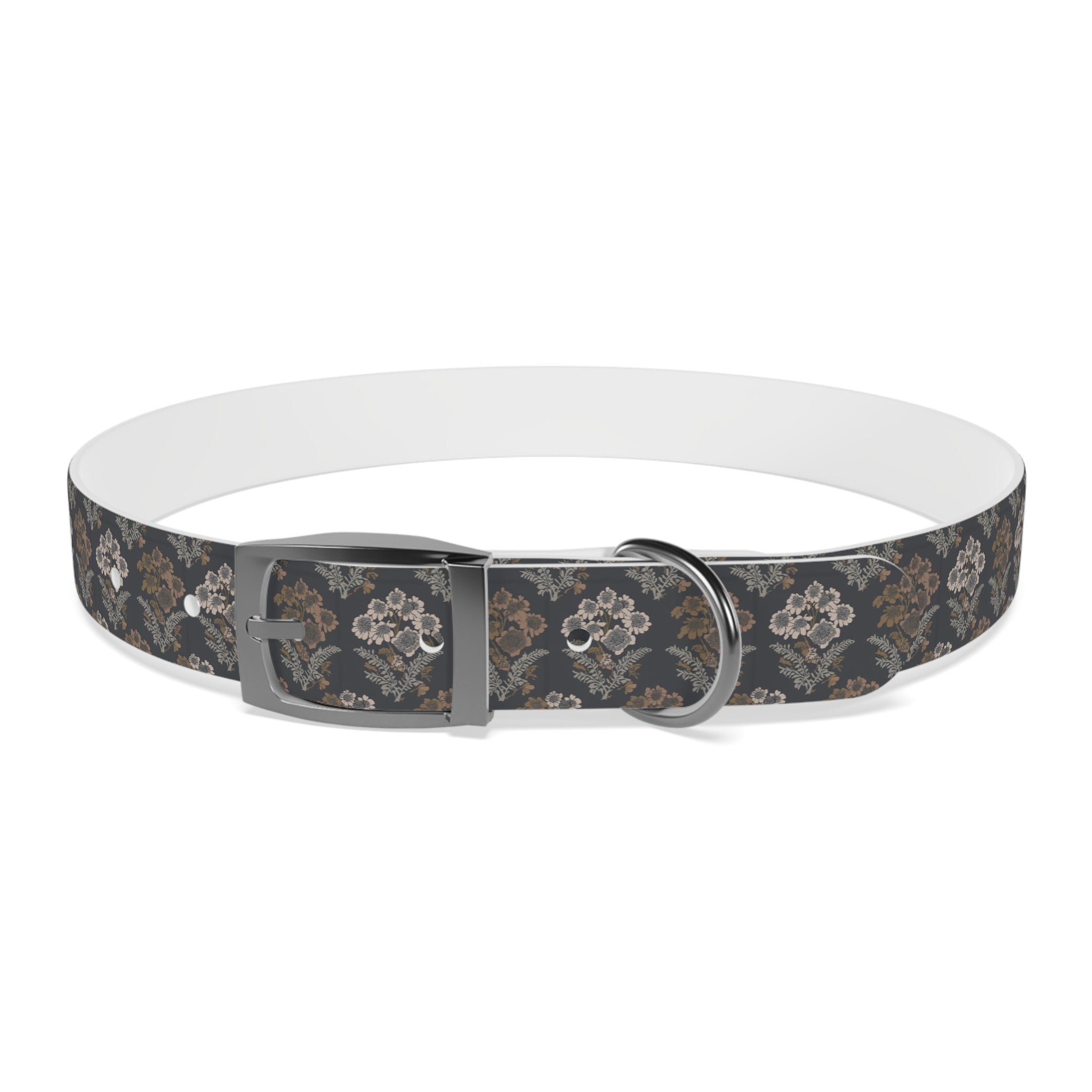 Vintage Damask Dog Collar — Elegant Grey Floral Pattern