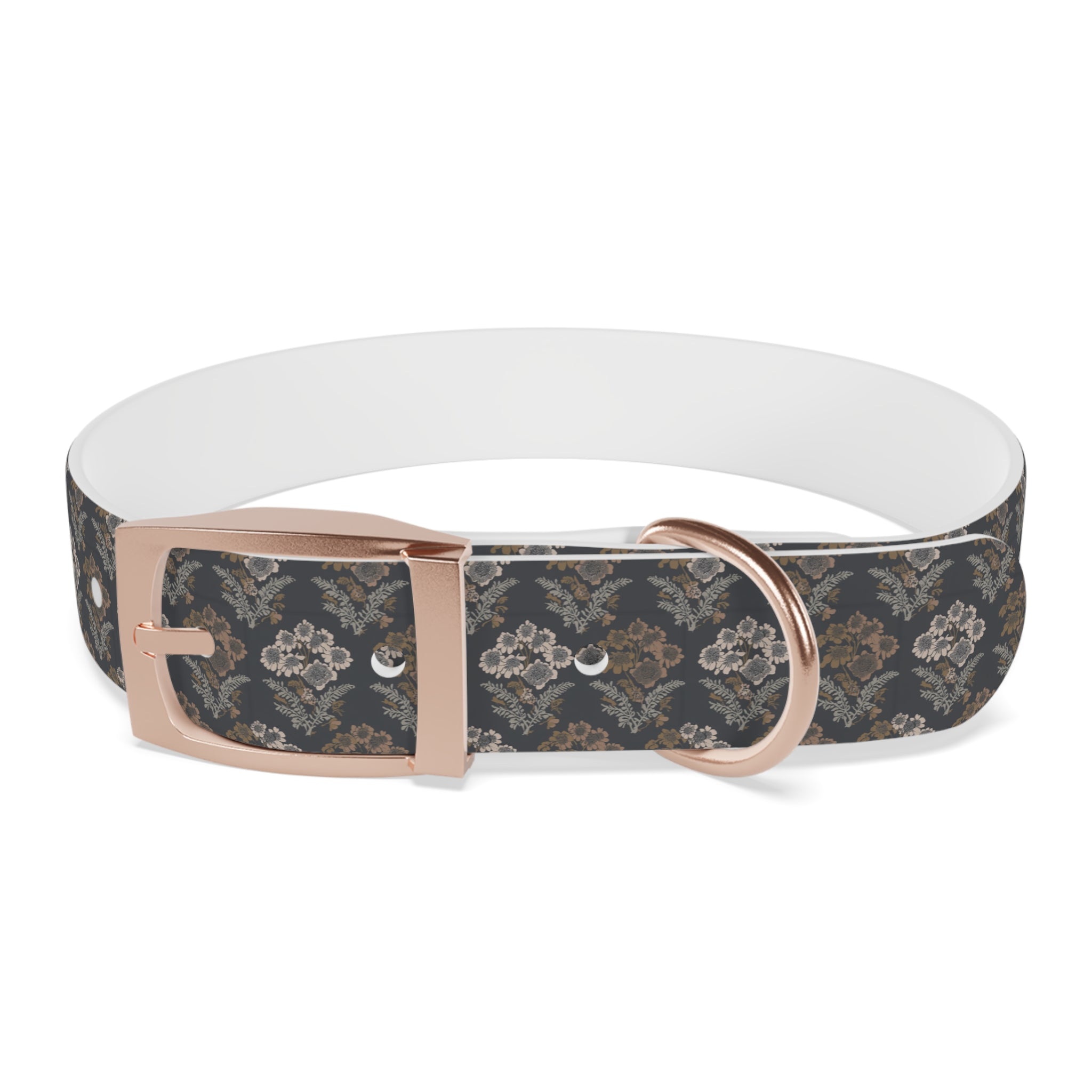 Vintage Damask Dog Collar — Elegant Grey Floral Pattern