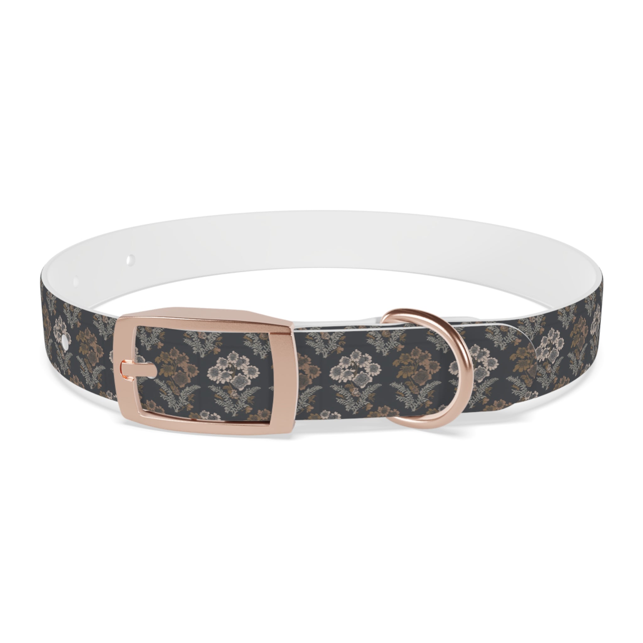 Vintage Damask Dog Collar — Elegant Grey Floral Pattern