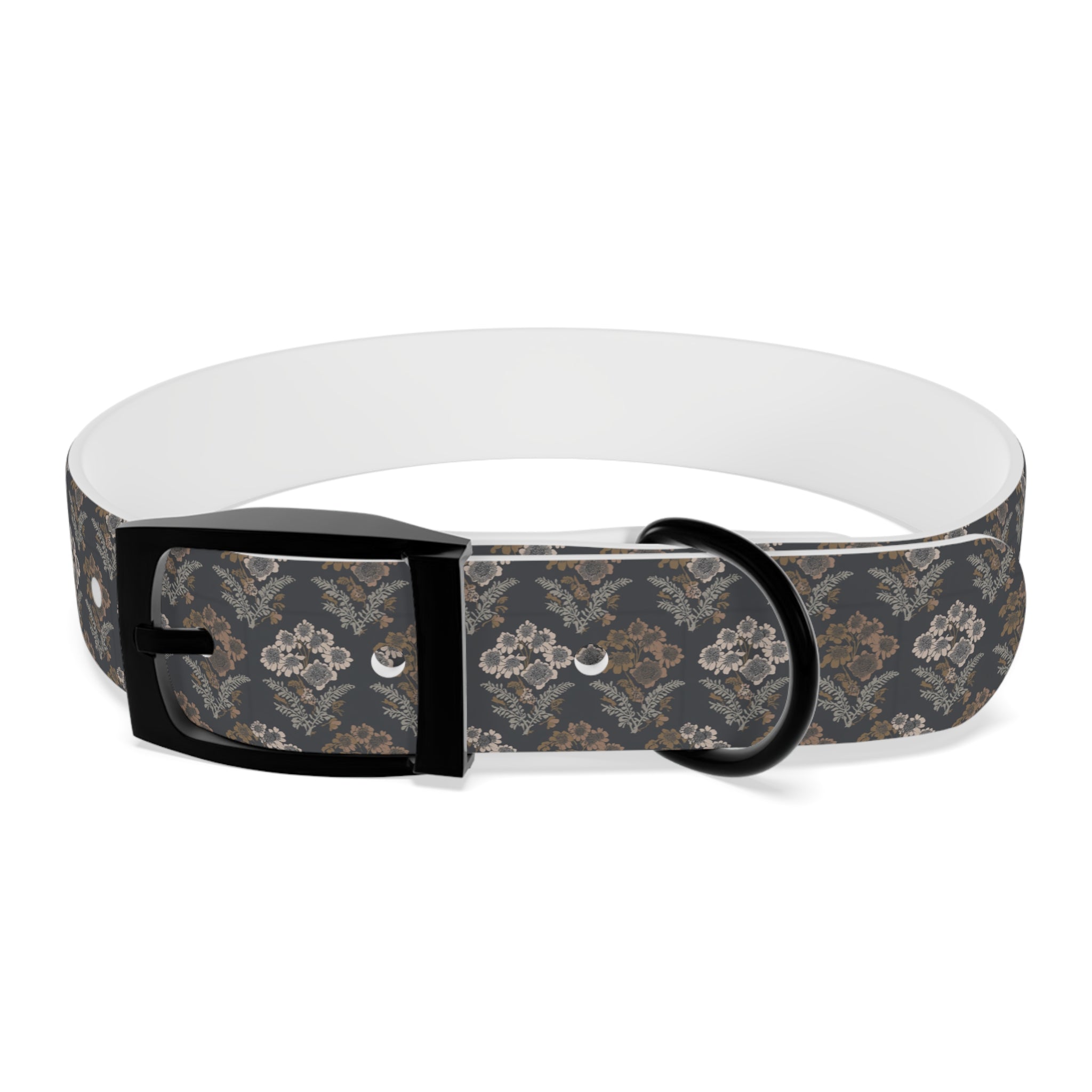 Vintage Damask Dog Collar — Elegant Grey Floral Pattern
