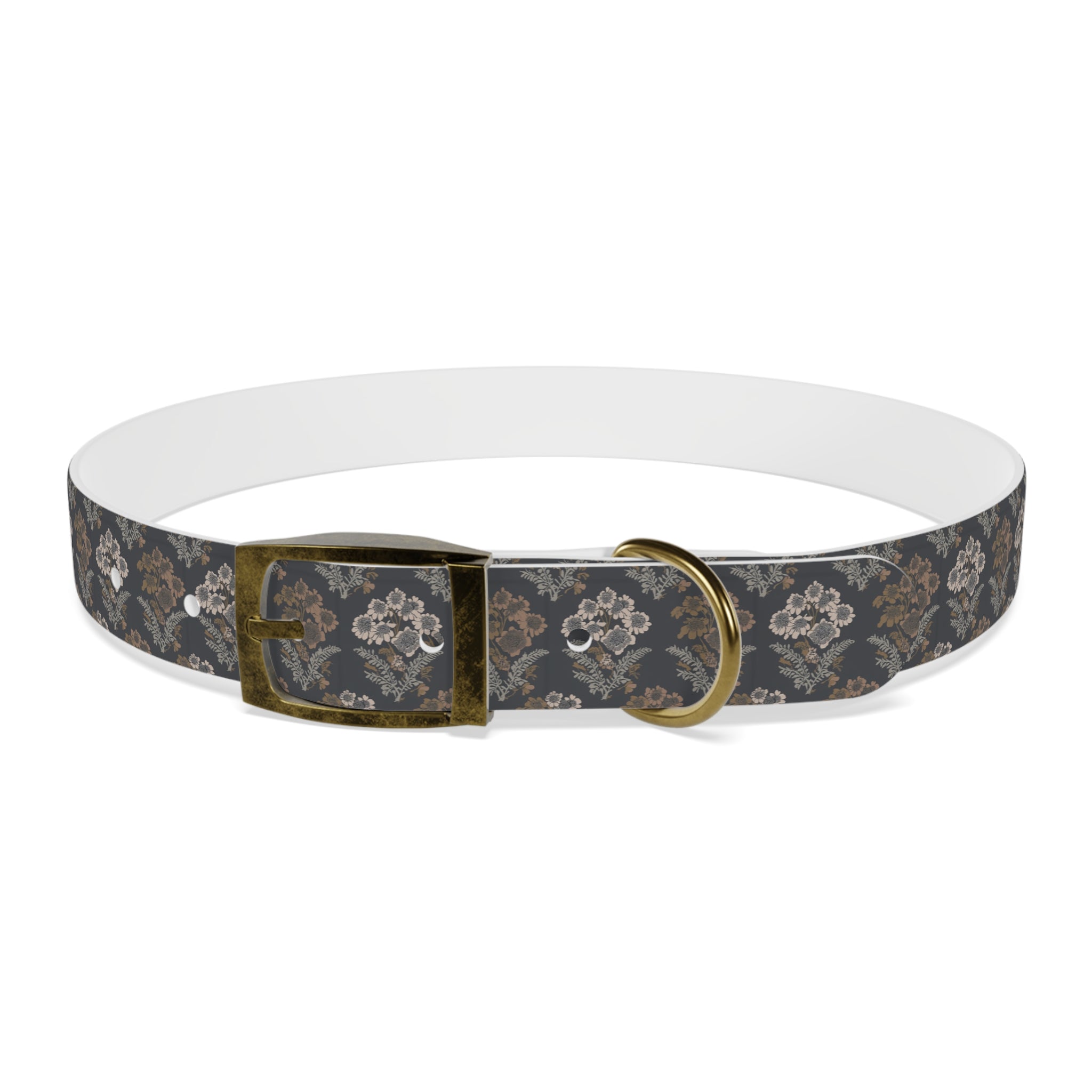 Vintage Damask Dog Collar — Elegant Grey Floral Pattern