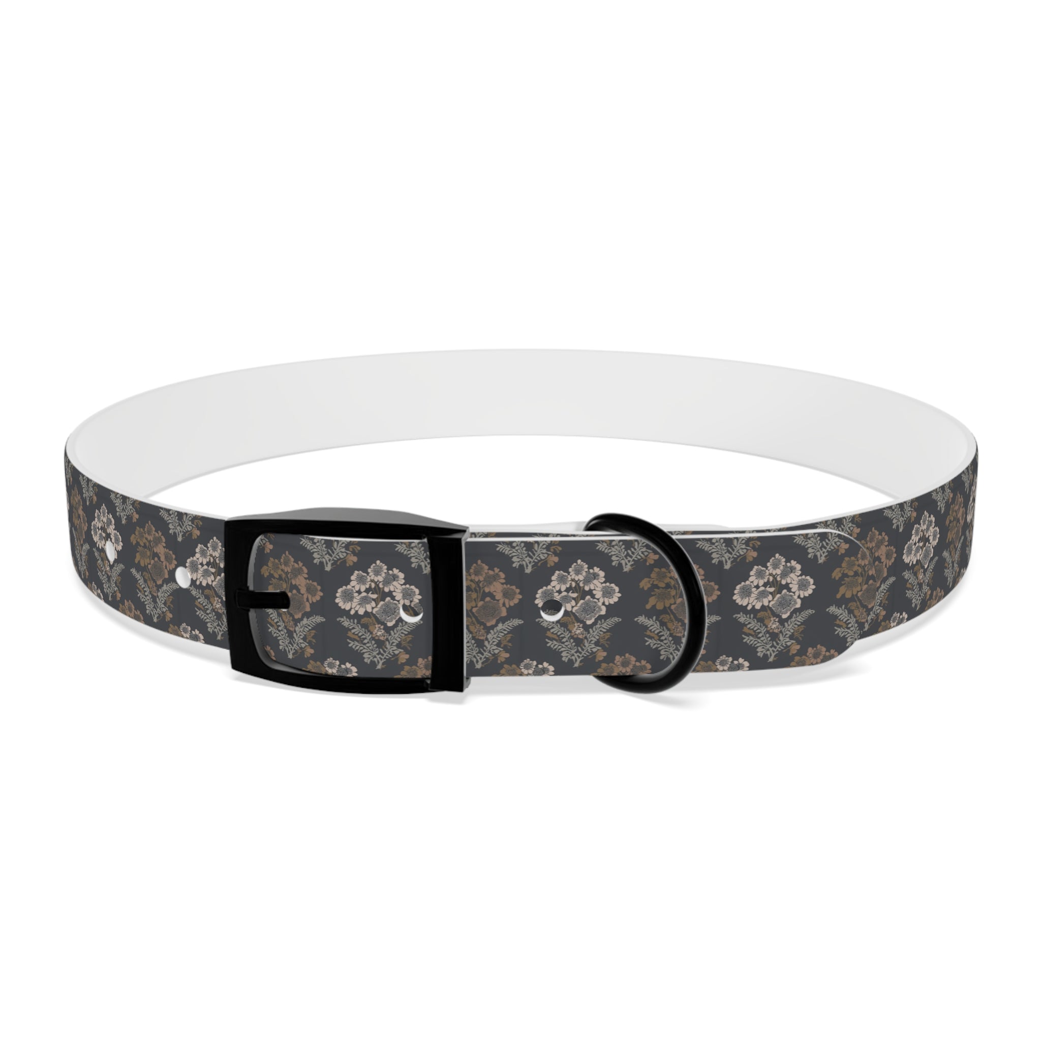 Vintage Damask Dog Collar — Elegant Grey Floral Pattern