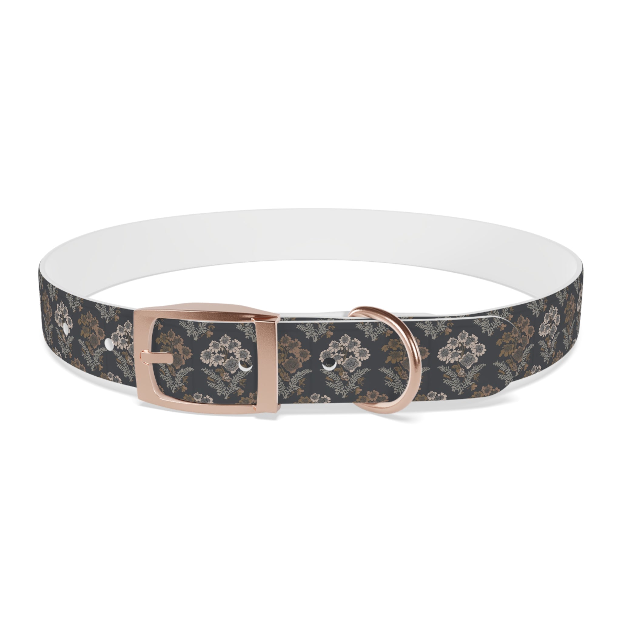 Vintage Damask Dog Collar — Elegant Grey Floral Pattern