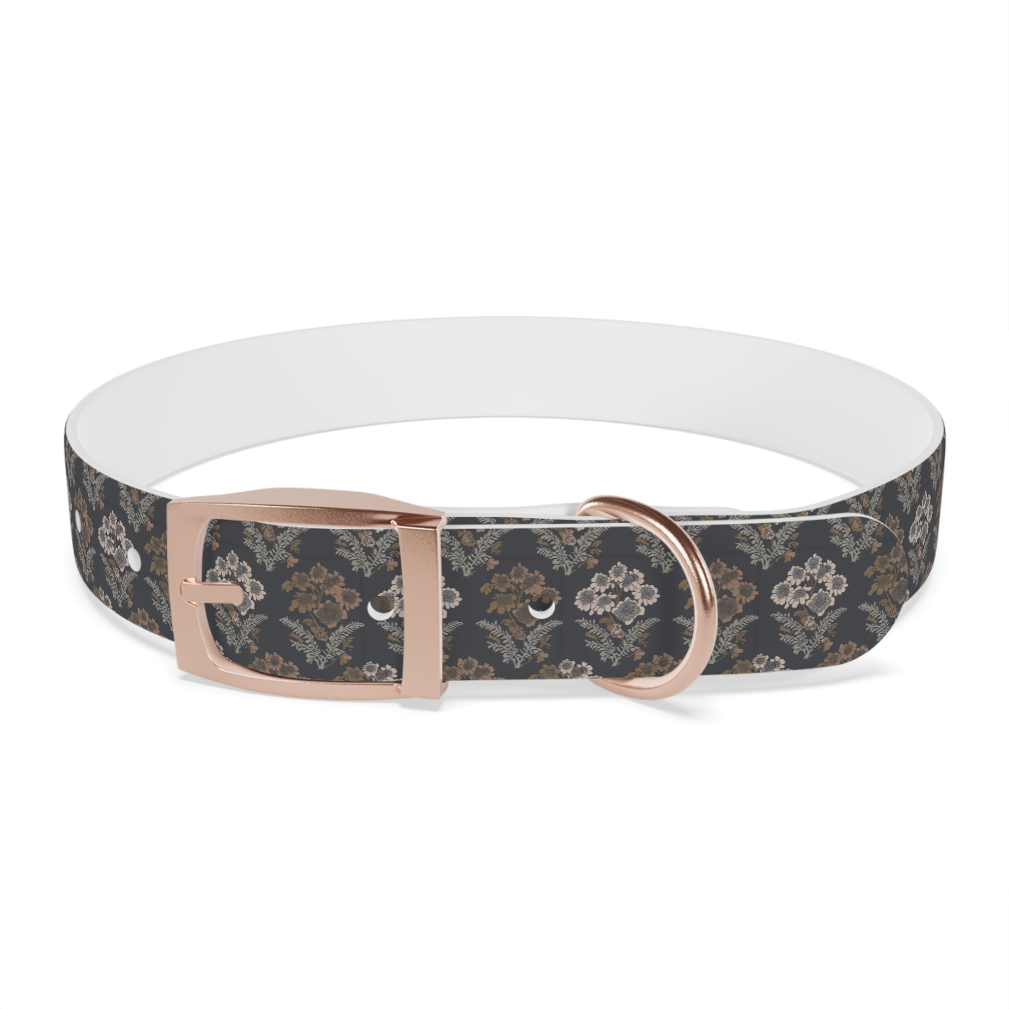 Vintage Damask Dog Collar — Elegant Grey Floral Pattern