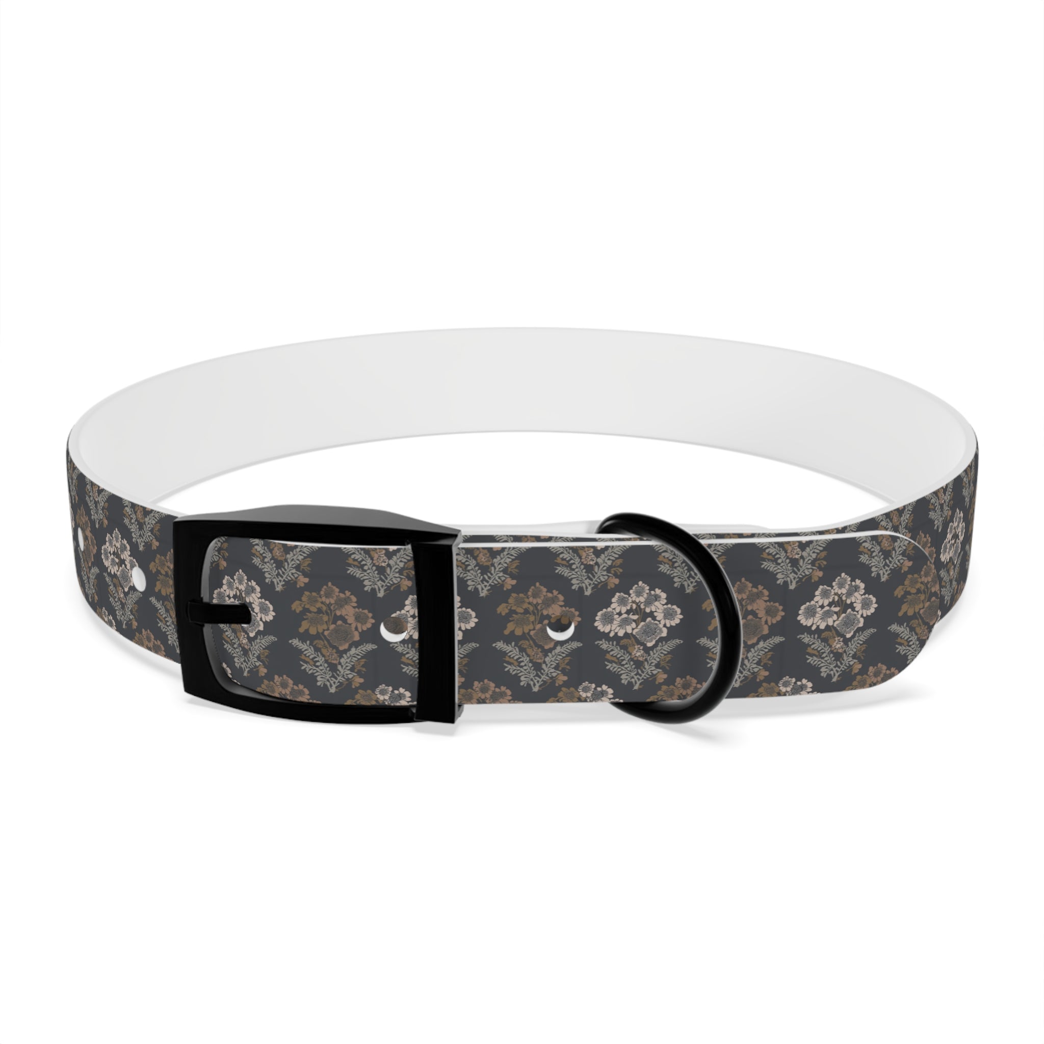 Vintage Damask Dog Collar — Elegant Grey Floral Pattern