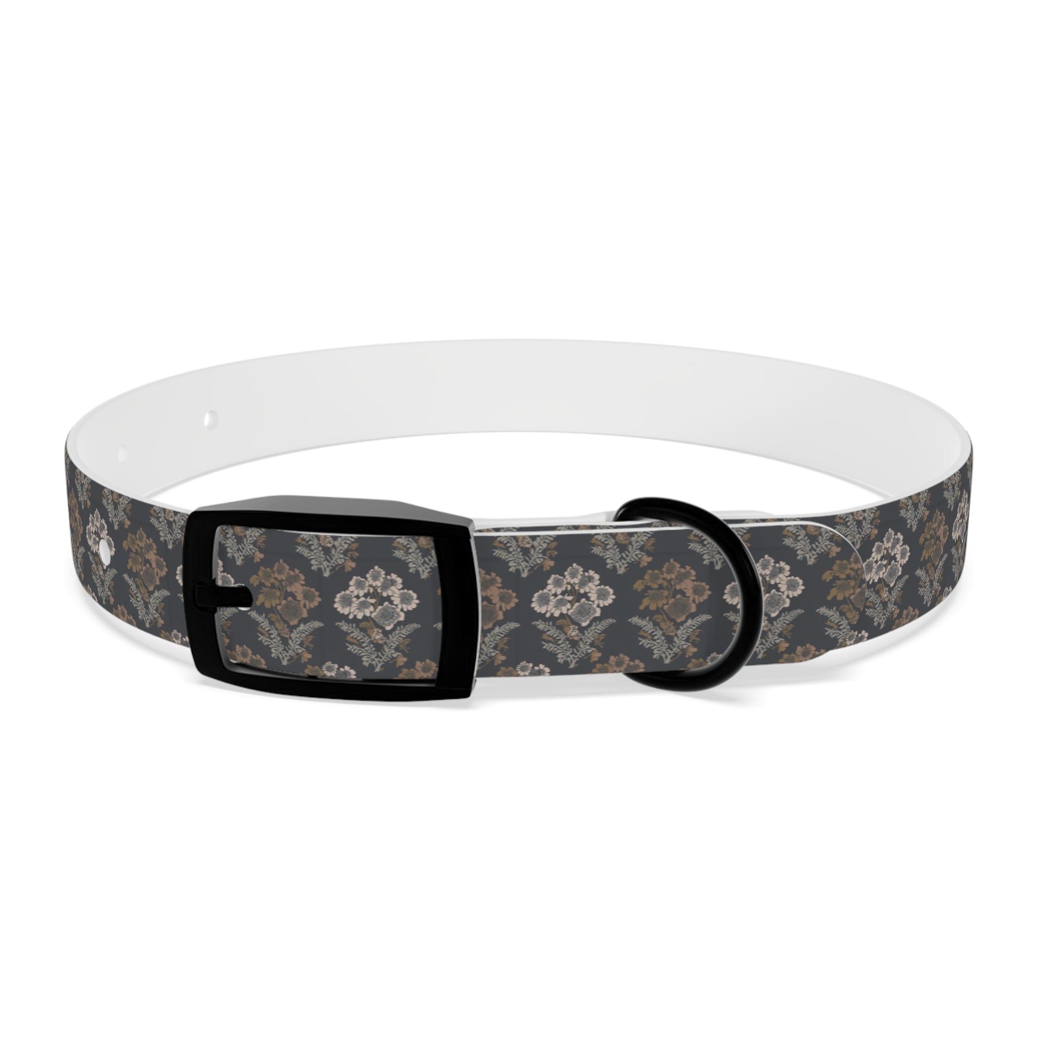 Vintage Damask Dog Collar — Elegant Grey Floral Pattern